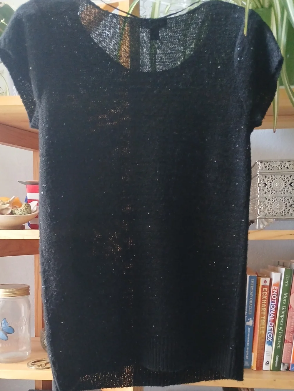 Womens sz. L Black Knit Sequin Top